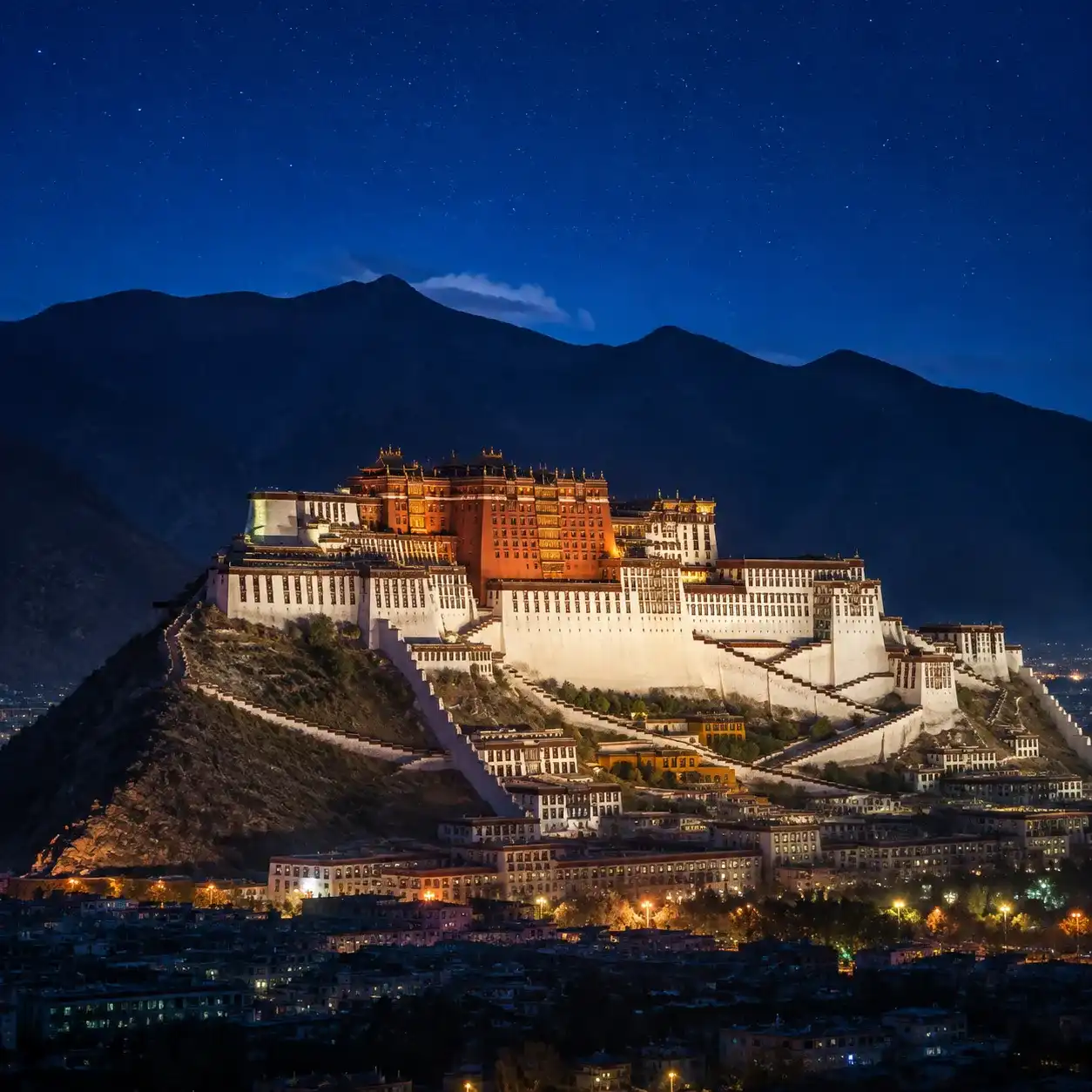Potala Palace illuminated at night